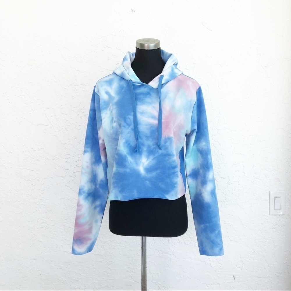NEW Wildfox Paint Sky Rory Tie Dye Crop Sweater Hoodie